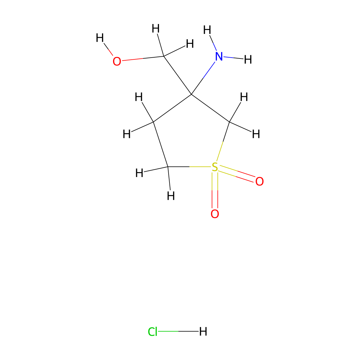 3-Amino-3-(hydroxymethyl)-1lambda6-thiolane-1,1-dione hydrochloride molecular structure, CAS 2402828-93-5
