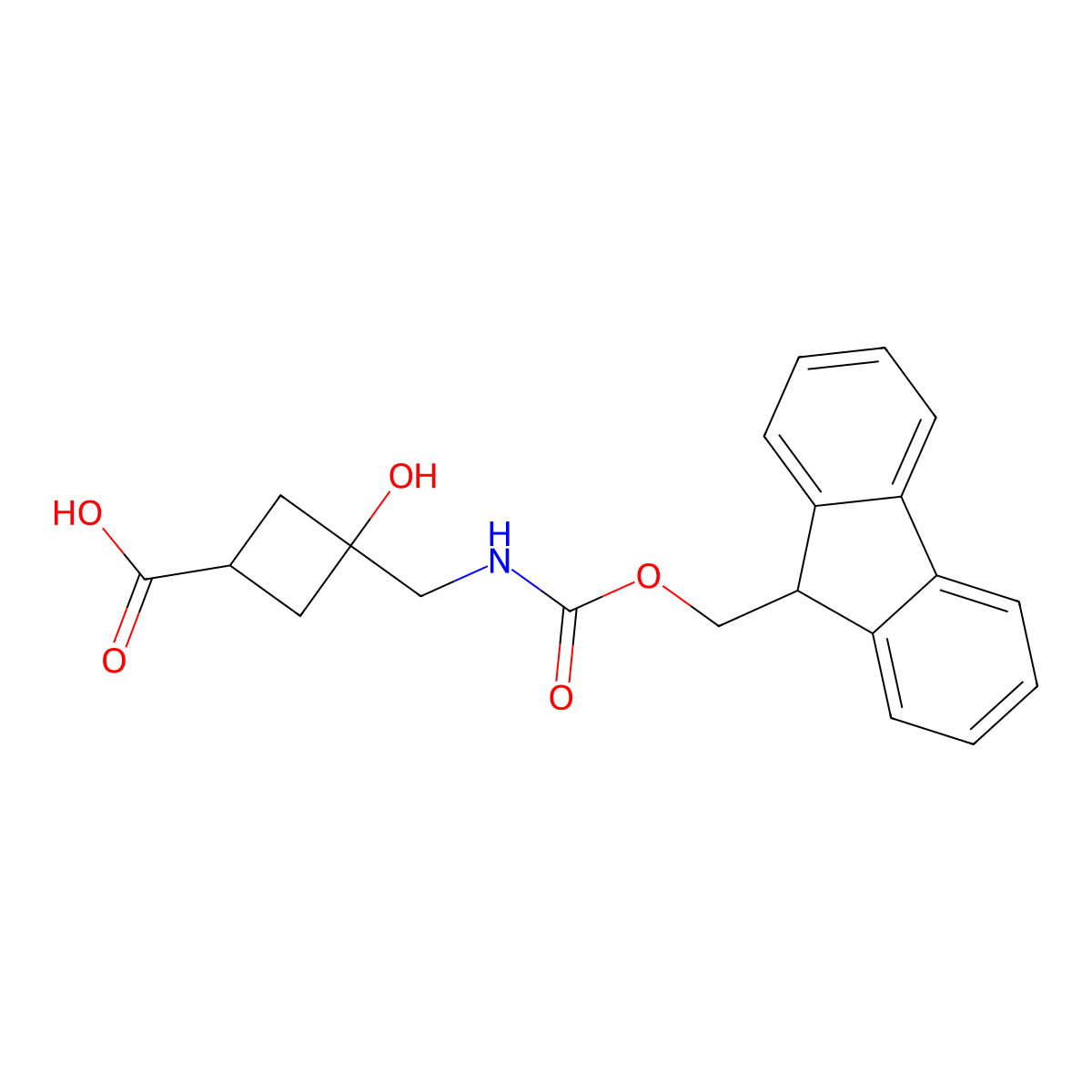 3-[({[(9H-fluoren-9-yl)methoxy]carbonyl}amino)methyl]-3-hydroxycyclobutane-1-carboxylic acid molecular structure, CAS 2402828-94-6