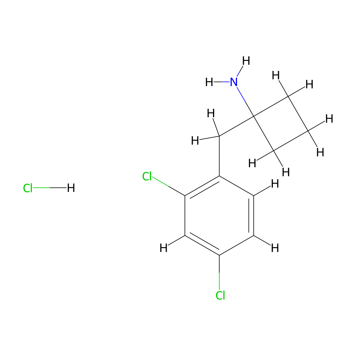 1-[(2,4-Dichlorophenyl)methyl]cyclobutan-1-amine;hydrochloride molecular structure, CAS 2402828-96-8