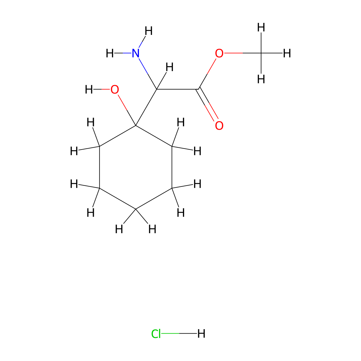 Methyl 2-amino-2-(1-hydroxycyclohexyl)acetate hydrochloride molecular structure, CAS 2402828-98-0