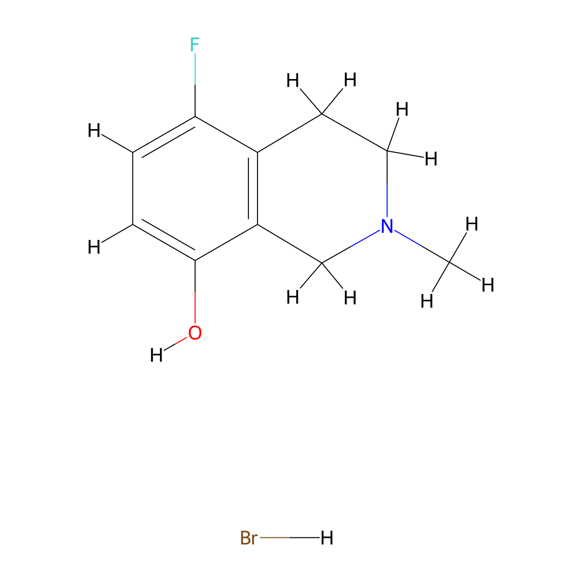5-Fluoro-2-methyl-1,2,3,4-tetrahydroisoquinolin-8-olhydrobromide molecular structure, CAS 2402829-00-7
