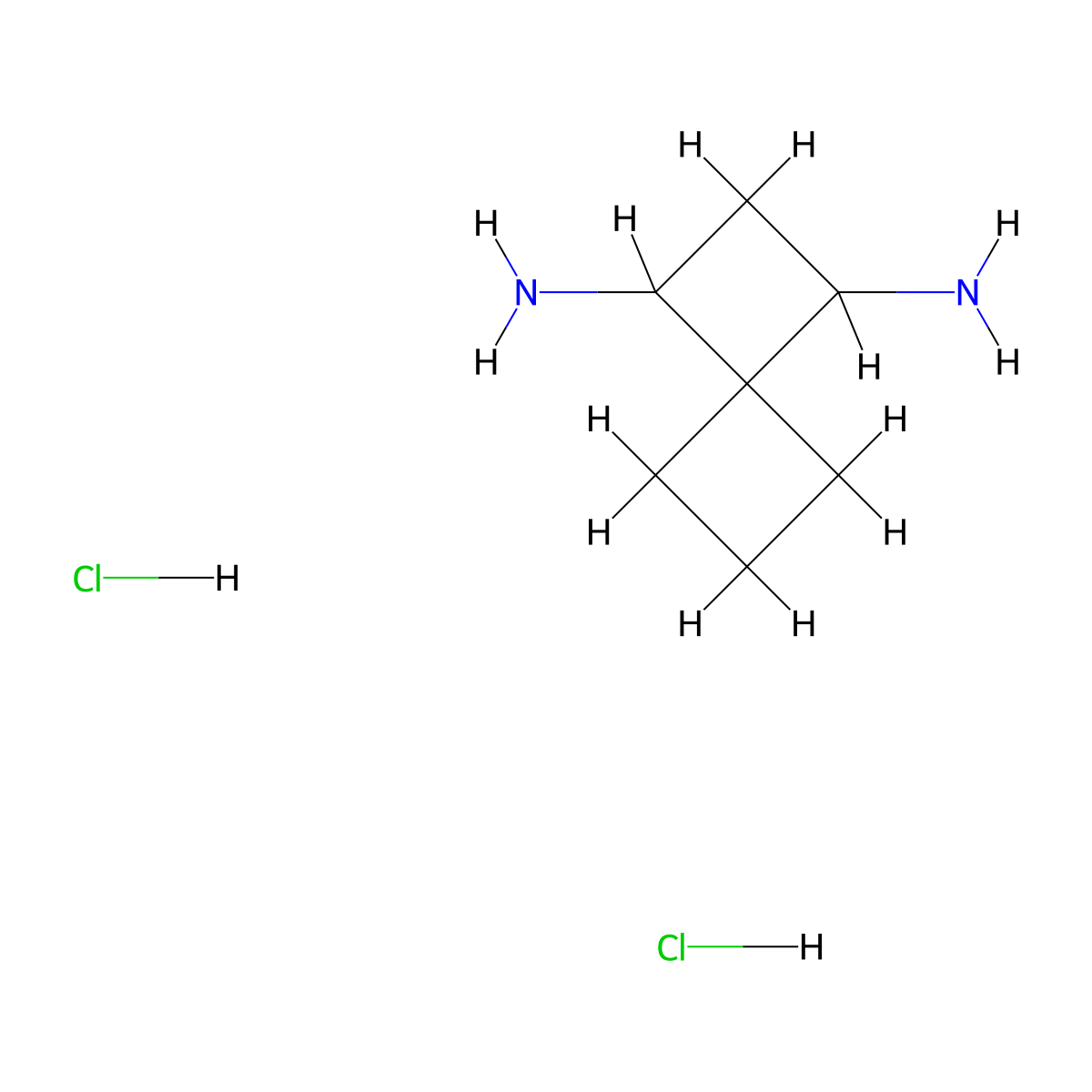 Spiro[3.3]heptane-1,3-diamine dihydrochloride molecular structure, CAS 2402829-04-1