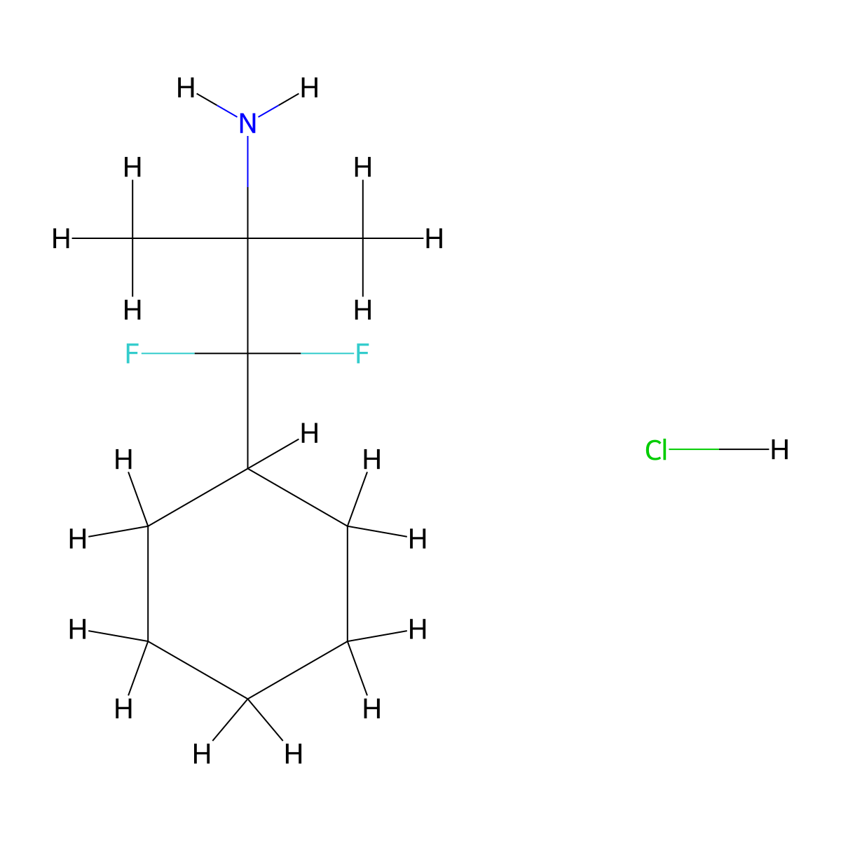 1-Cyclohexyl-1,1-difluoro-2-methylpropan-2-amine hydrochloride molecular structure, CAS 2402829-07-4