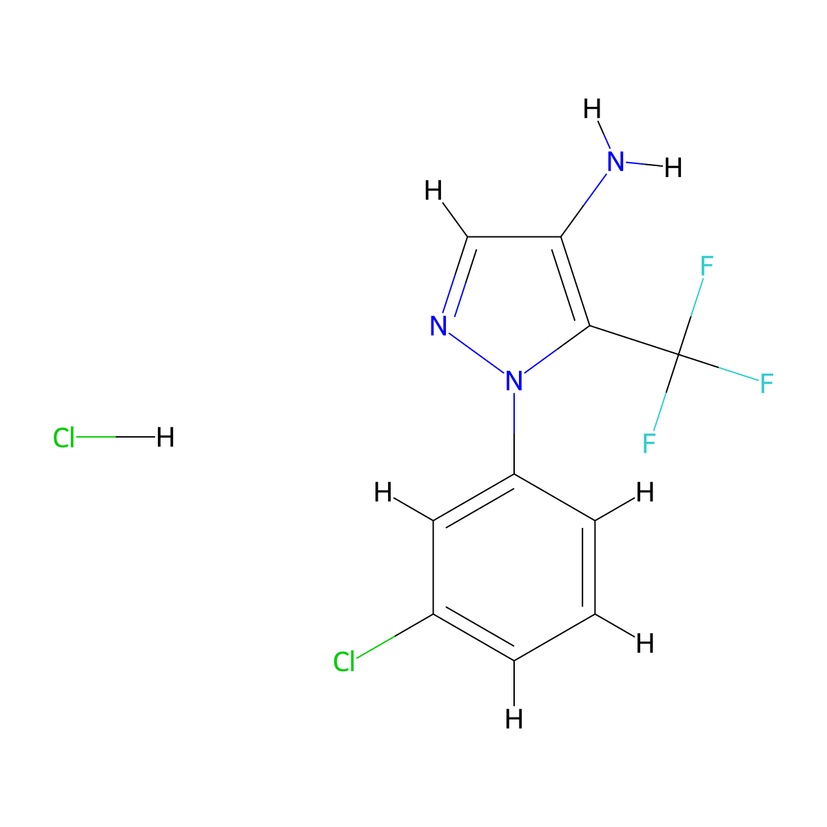 1-(3-Chlorophenyl)-5-(trifluoromethyl)pyrazol-4-amine;hydrochloride molecular structure, CAS 2402829-12-1