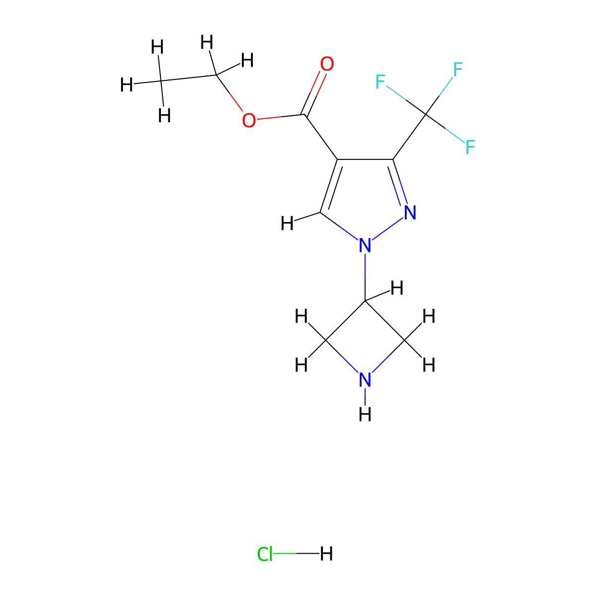 Ethyl 1-(azetidin-3-yl)-3-(trifluoromethyl)pyrazole-4-carboxylate;hydrochloride molecular structure, CAS 2402829-25-6