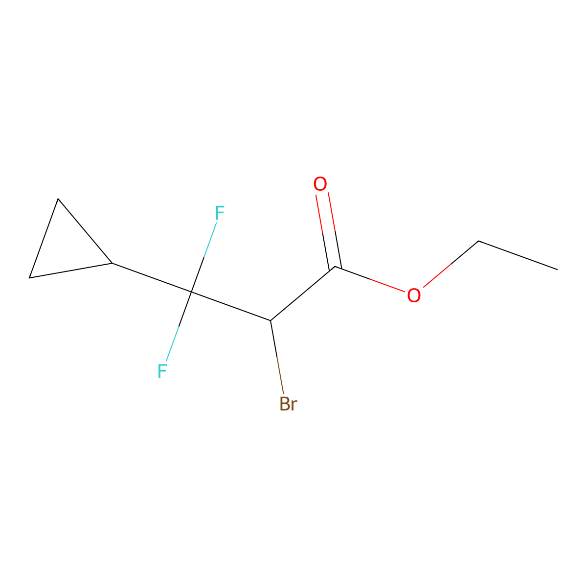 Ethyl 2-bromo-3-cyclopropyl-3,3-difluoropropanoate molecular structure, CAS 2402829-29-0