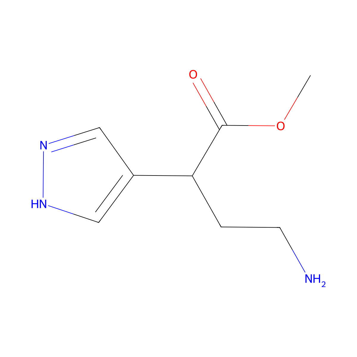 methyl 4-amino-2-(1H-pyrazol-4-yl)butanoate molecular structure, CAS 2402829-31-4