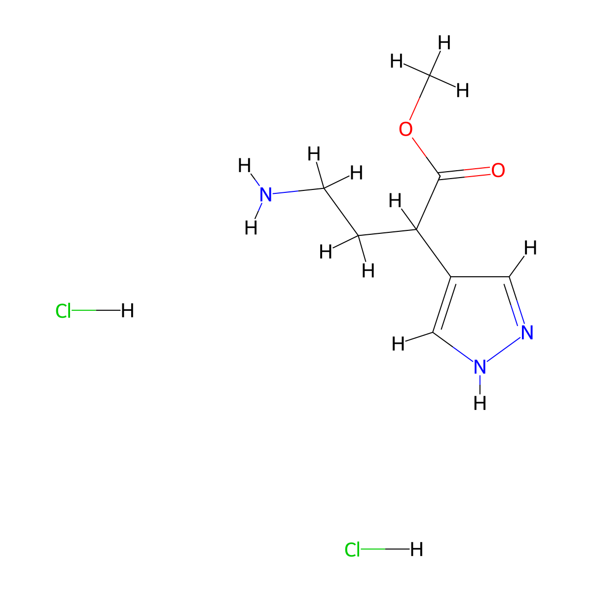 methyl 4-amino-2-(1H-pyrazol-4-yl)butanoate dihydrochloride molecular structure, CAS 2402829-32-5