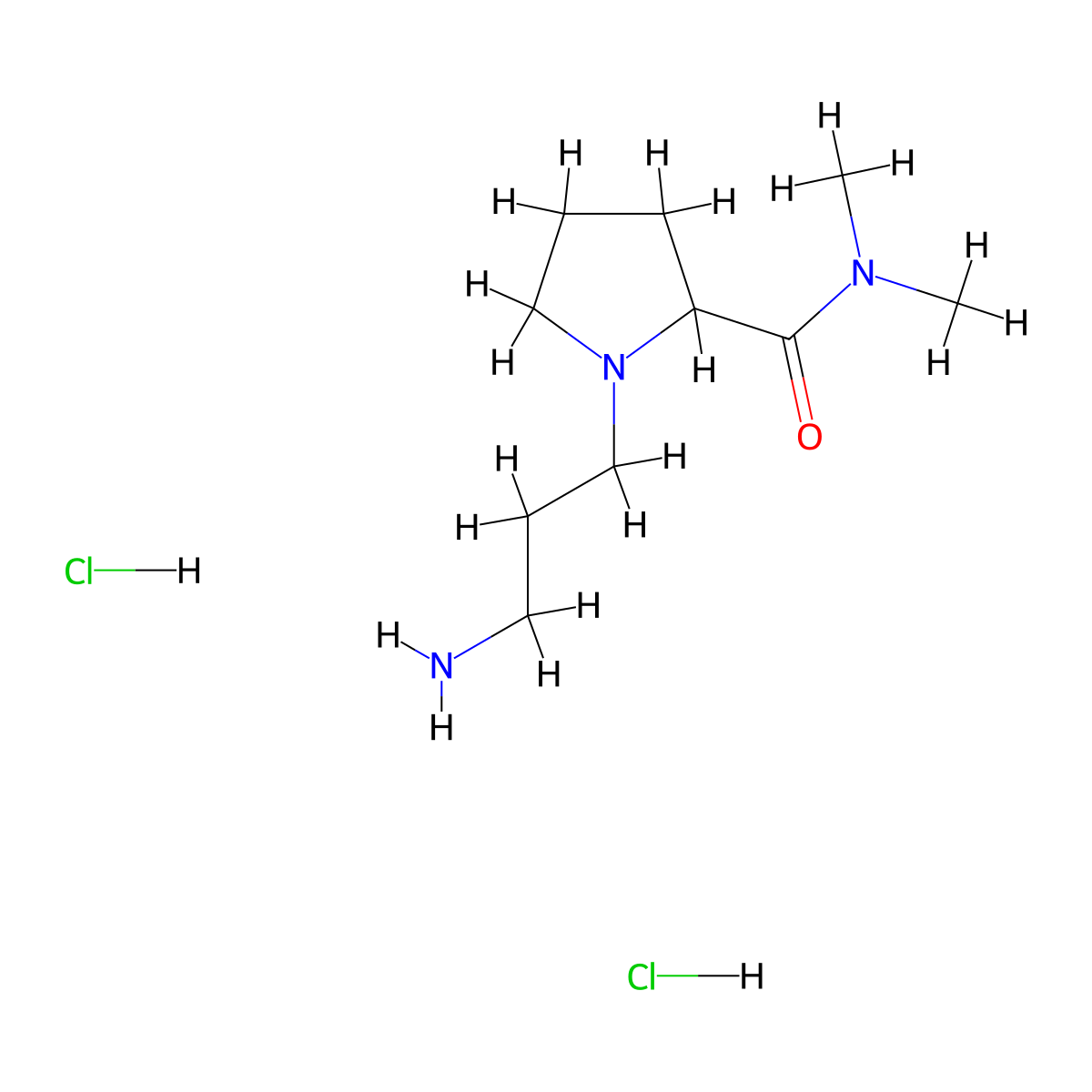1-(3-aminopropyl)-N,N-dimethylpyrrolidine-2-carboxamide dihydrochloride molecular structure, CAS 2402829-34-7