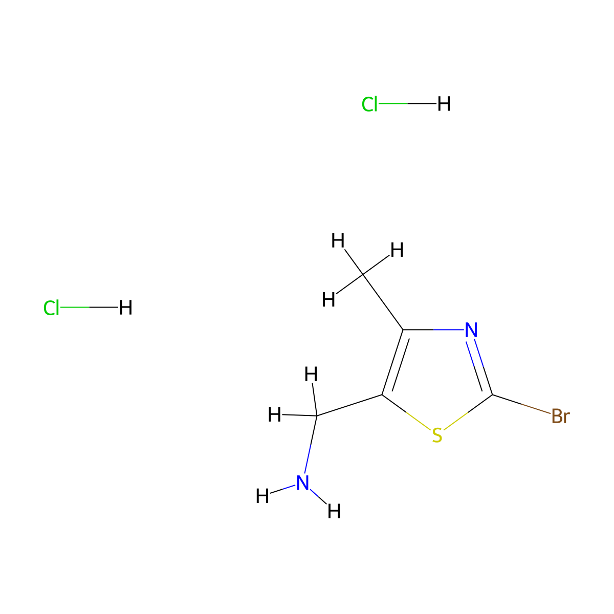 (2-Bromo-4-methyl-1,3-thiazol-5-yl)methanamine dihydrochloride molecular structure, CAS 2402829-42-7