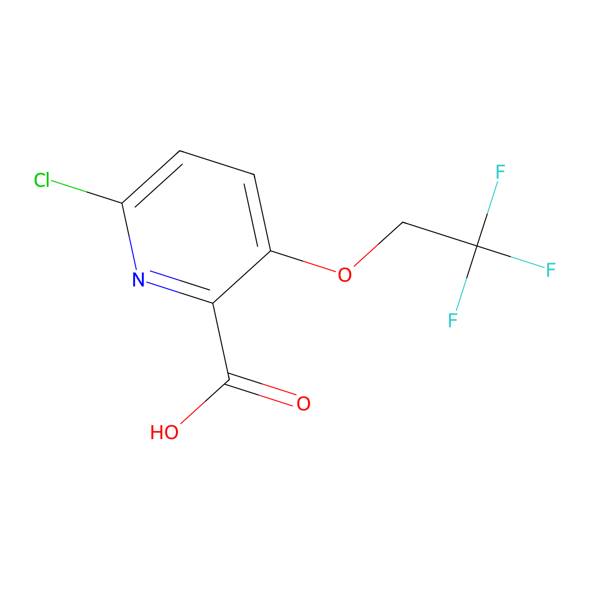 6-Chloro-3-(2,2,2-trifluoroethoxy)pyridine-2-carboxylic acid molecular structure, CAS 2402829-49-4