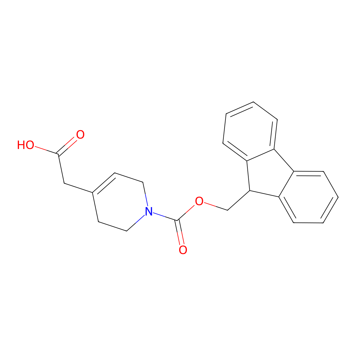 2-(1-{[(9H-fluoren-9-yl)methoxy]carbonyl}-1,2,3,6-tetrahydropyridin-4-yl)acetic acid molecular structure, CAS 2402829-52-9