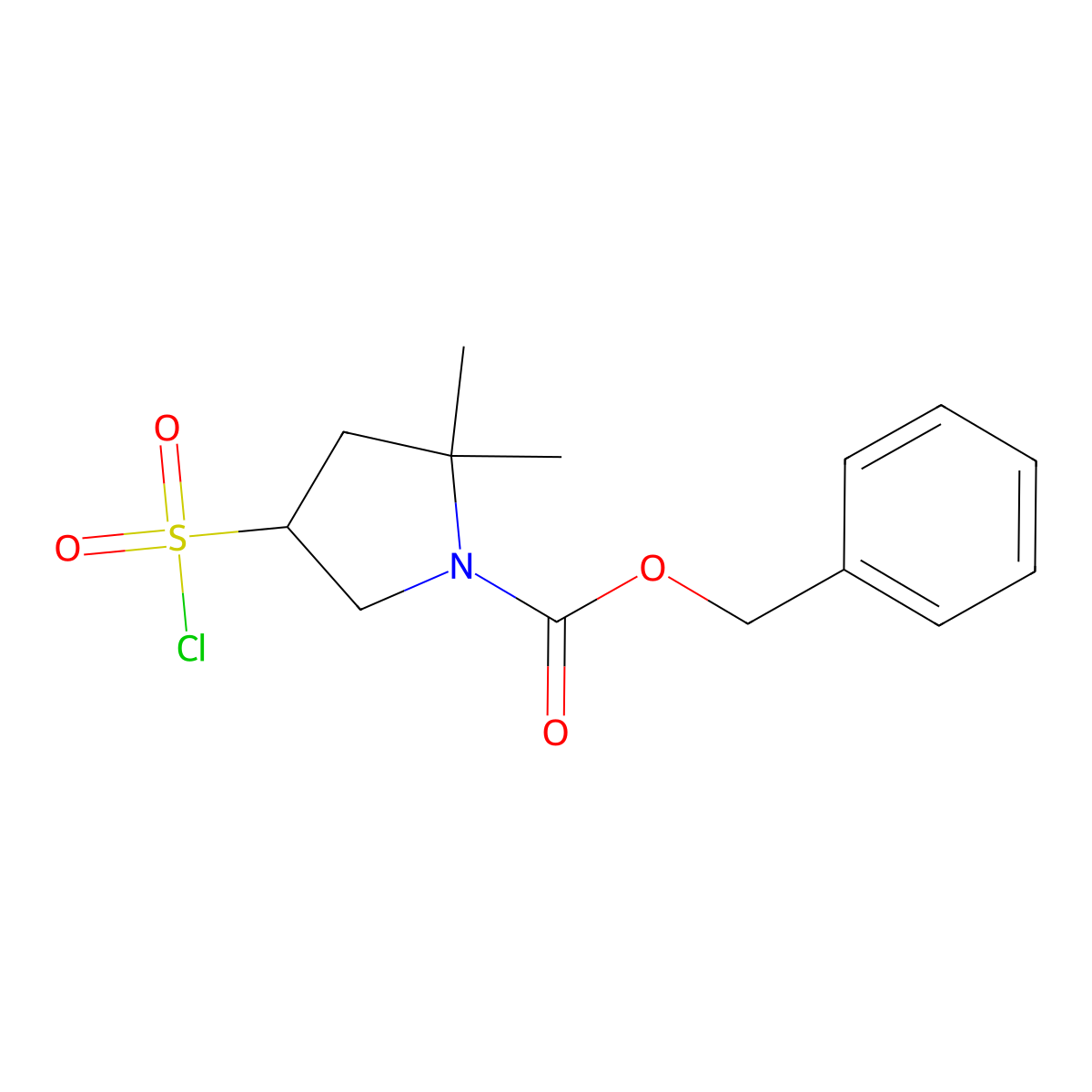 Benzyl 4-(chlorosulfonyl)-2,2-dimethylpyrrolidine-1-carboxylate molecular structure, CAS 2402829-57-4
