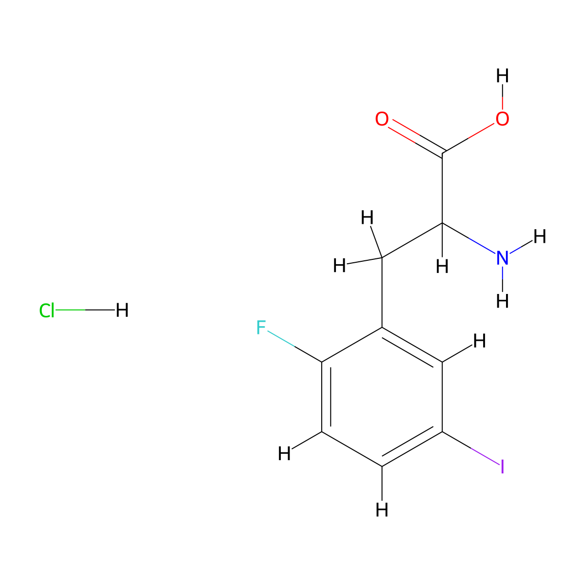 2-Amino-3-(2-fluoro-5-iodophenyl)propanoic acid hydrochloride molecular structure, CAS 2402829-63-2