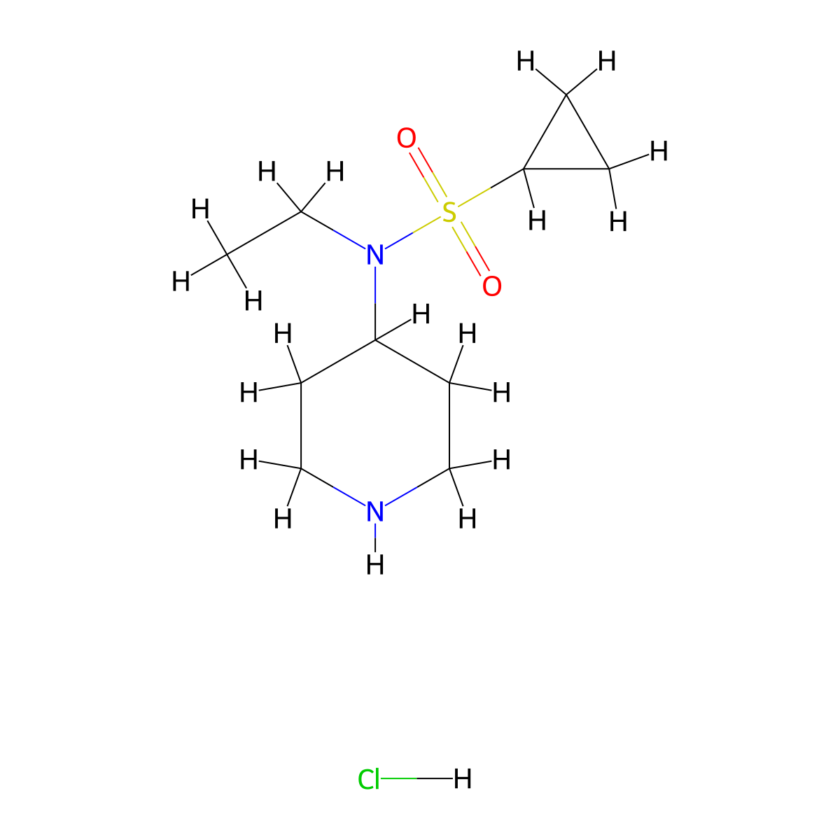 N-ethyl-N-(piperidin-4-yl)cyclopropanesulfonamide hydrochloride molecular structure, CAS 2402829-64-3