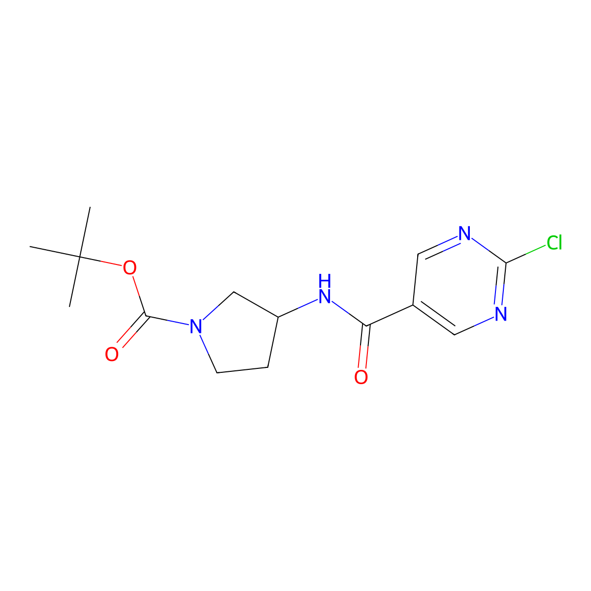 Tert-butyl3-(2-chloropyrimidine-5-amido)pyrrolidine-1-carboxylate molecular structure, CAS 2402829-66-5