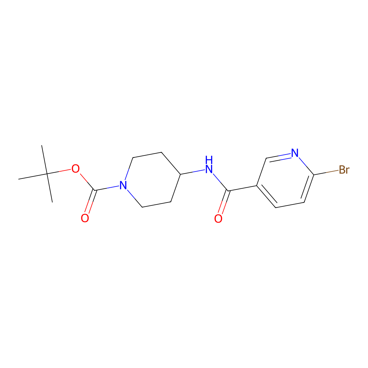 Tert-butyl 4-(6-bromopyridine-3-amido)piperidine-1-carboxylate molecular structure, CAS 2402829-72-3