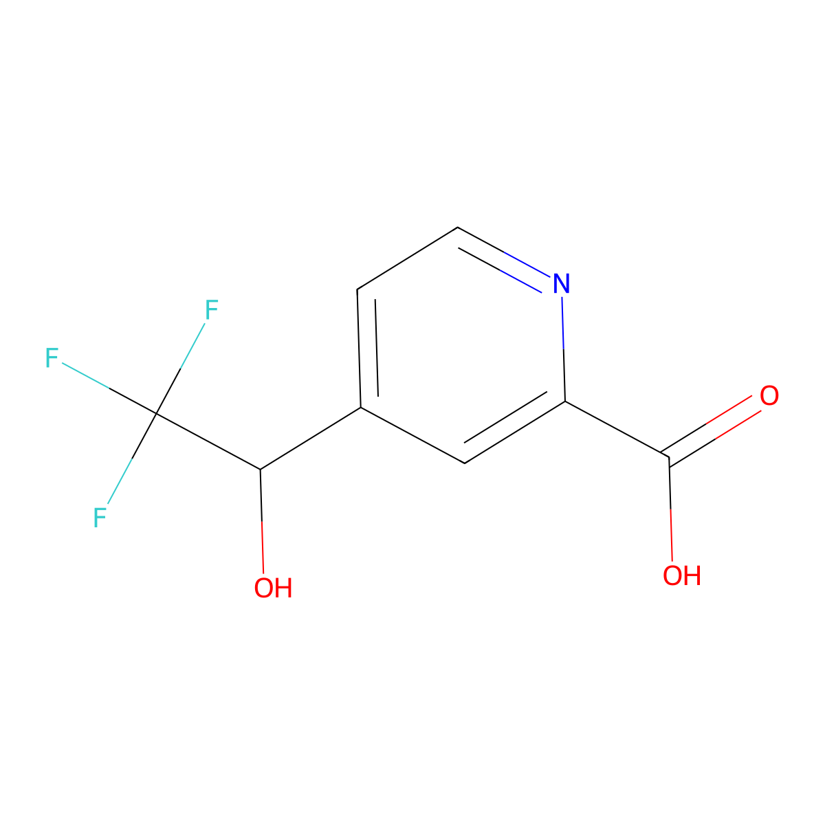 4-(2,2,2-Trifluoro-1-hydroxyethyl)pyridine-2-carboxylic acid molecular structure, CAS 2402829-76-7