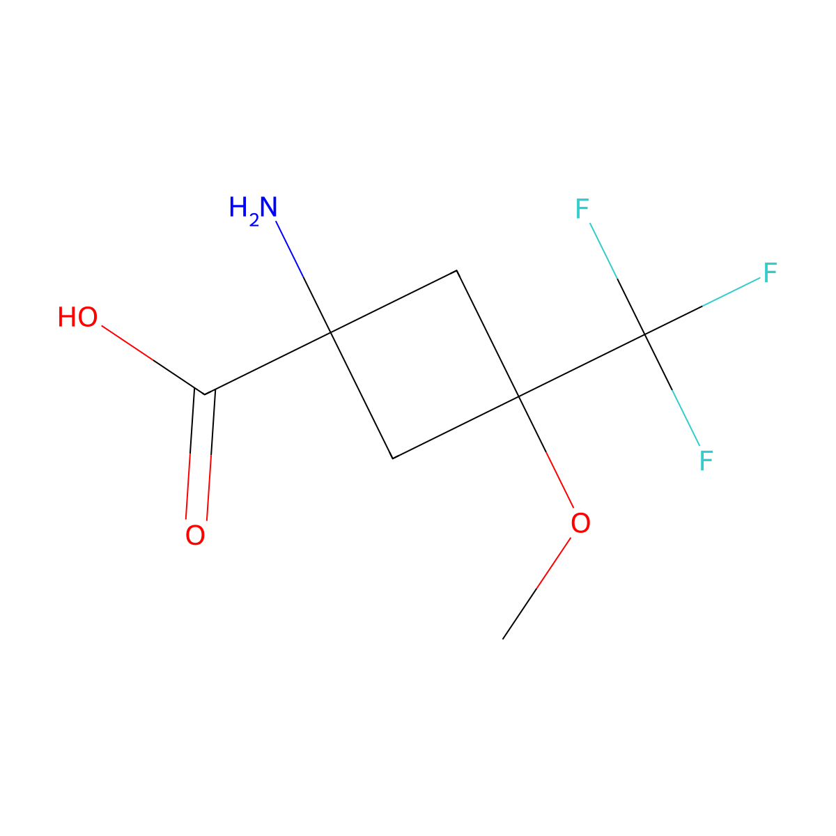 1-Amino-3-methoxy-3-(trifluoromethyl)cyclobutane-1-carboxylic acid molecular structure, CAS 2402829-80-3
