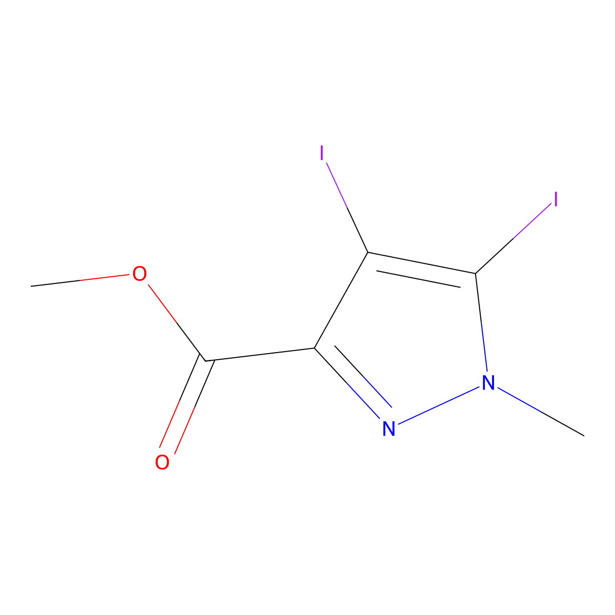 methyl4,5-diiodo-1-methyl-1H-pyrazole-3-carboxylate molecular structure, CAS 2402829-81-4