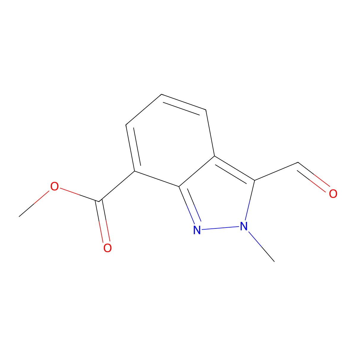 Methyl 3-formyl-2-methylindazole-7-carboxylate molecular structure, CAS 2402829-86-9