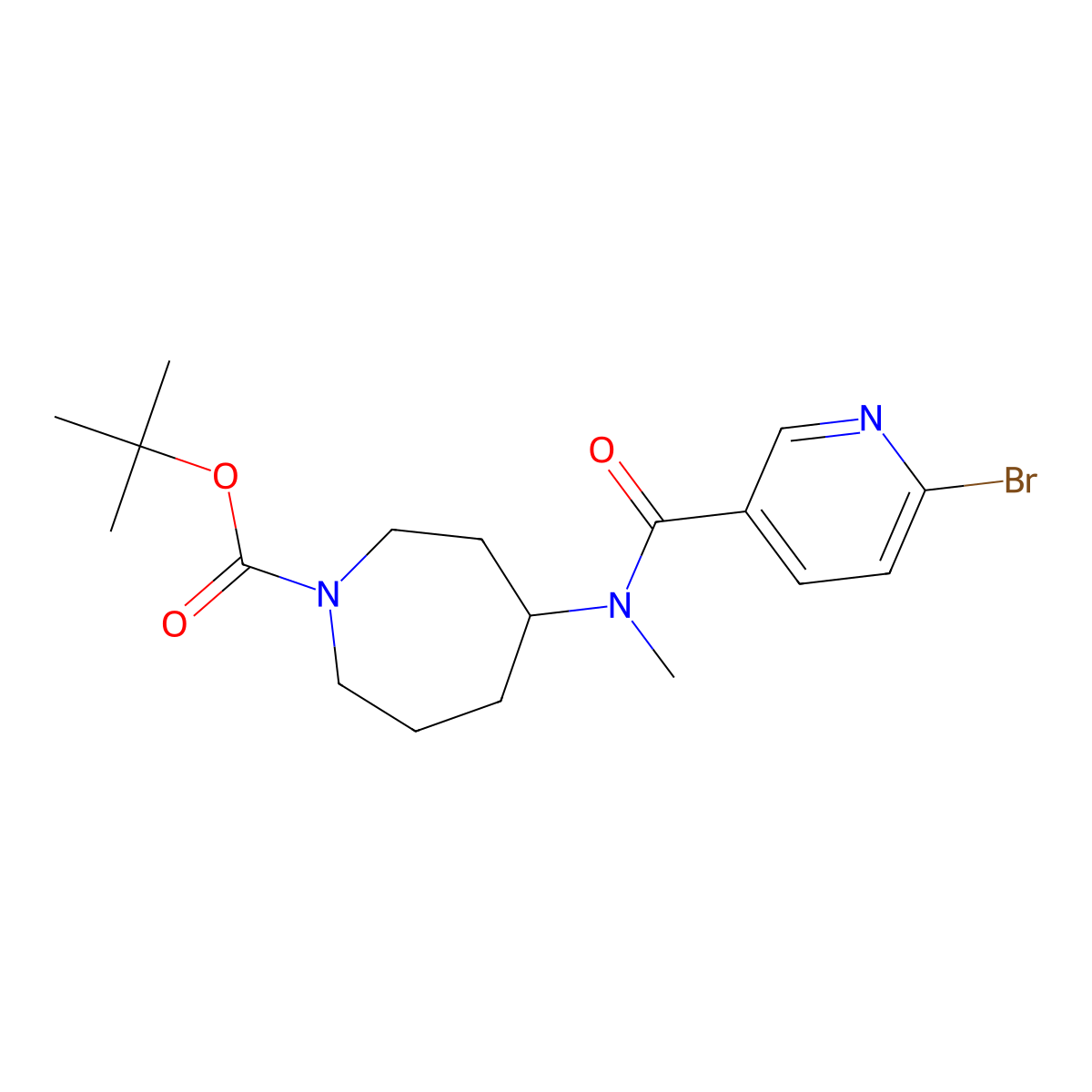 tert-butyl4-(N-methyl6-bromopyridine-3-amido)azepane-1-carboxylate molecular structure, CAS 2402829-91-6