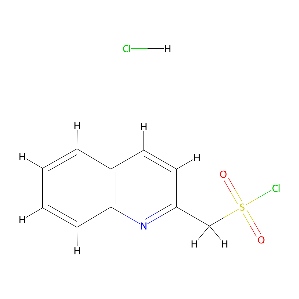 (Quinolin-2-yl)methanesulfonylchloridehydrochloride molecular structure, CAS 2402829-92-7