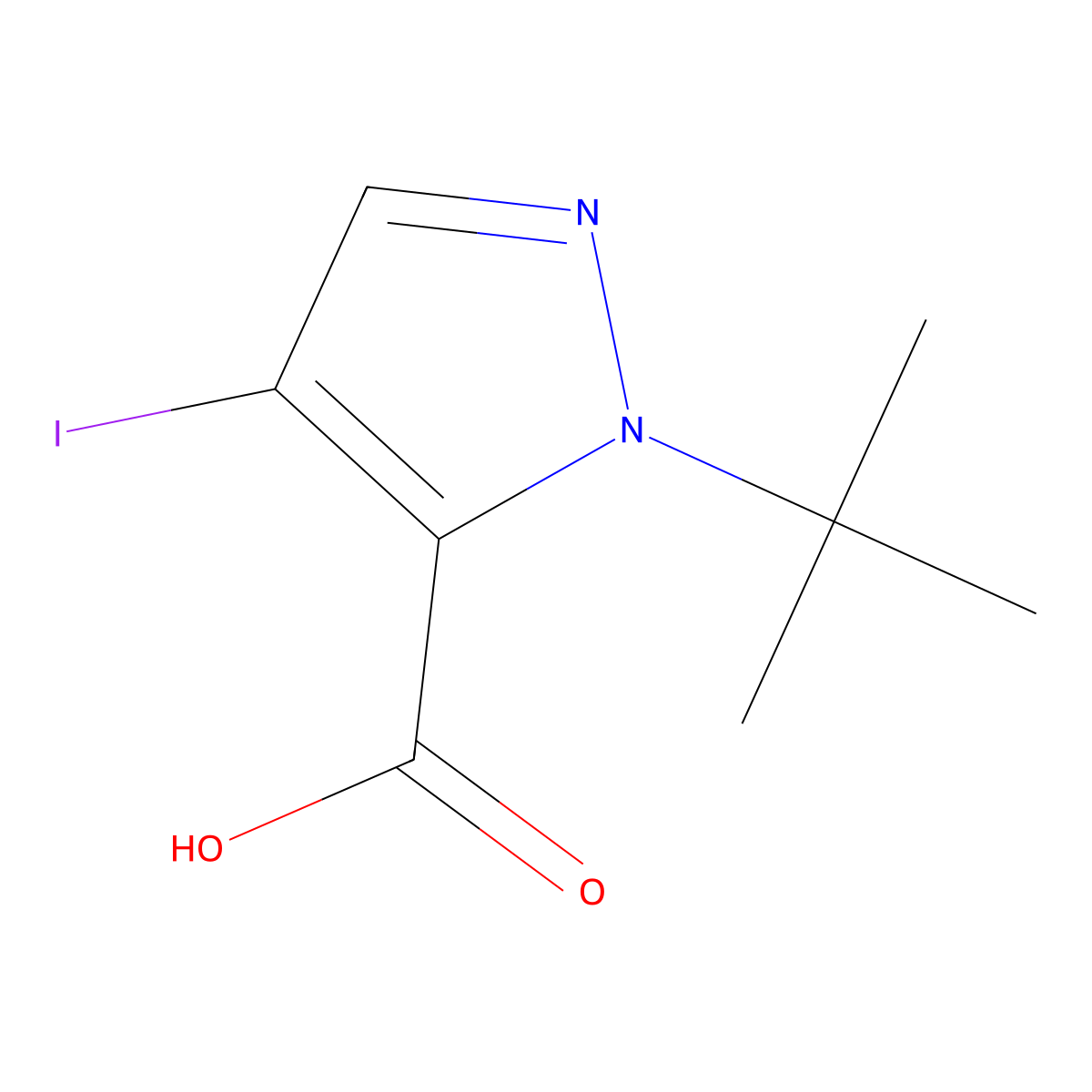 2-Tert-butyl-4-iodopyrazole-3-carboxylic acid molecular structure, CAS 2402829-98-3