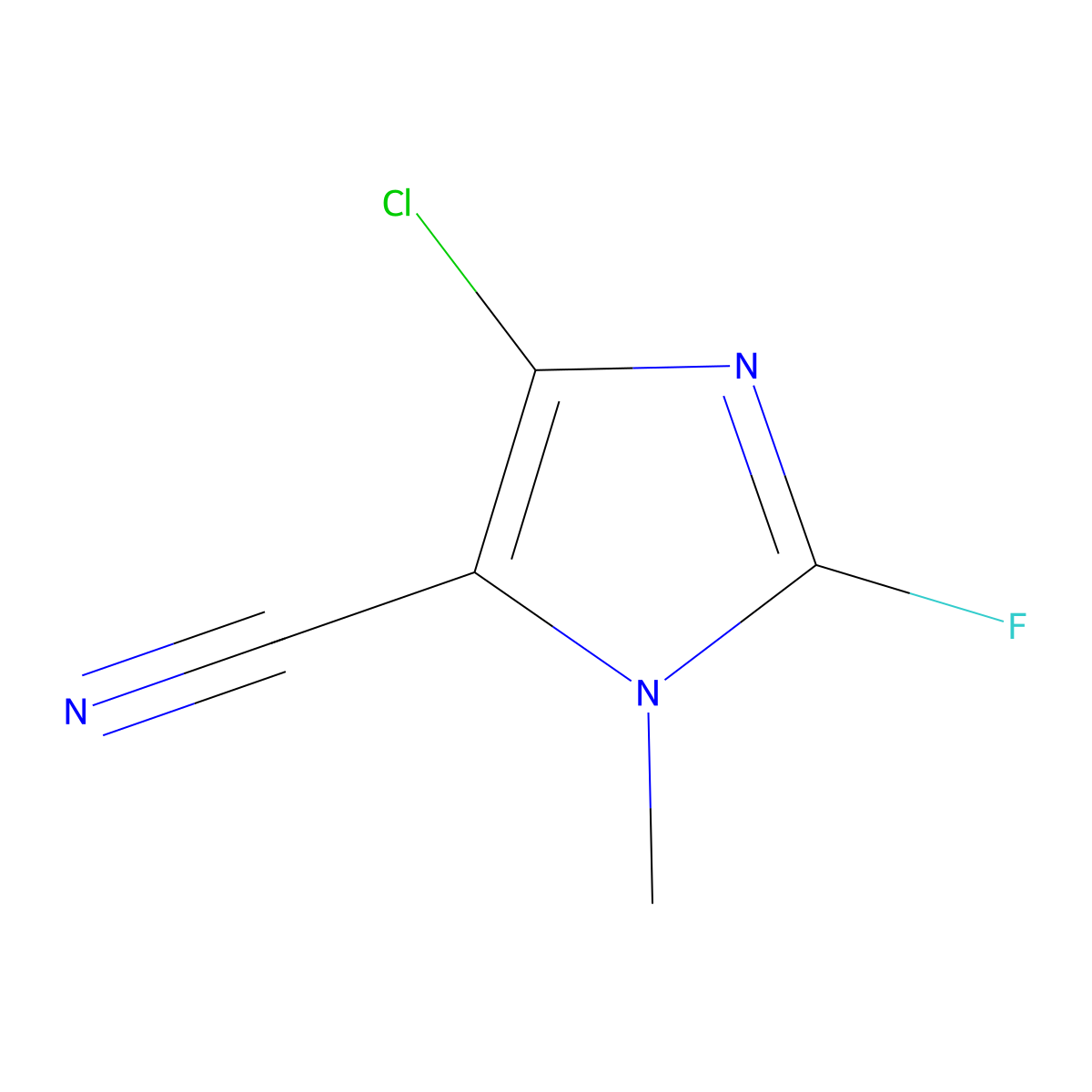4-chloro-2-fluoro-1-methyl-1H-imidazole-5-carbonitrile molecular structure, CAS 2402829-99-4