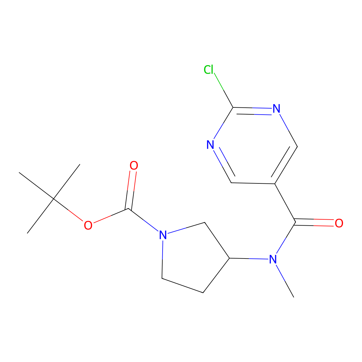 tert-butyl3-(N-methyl2-chloropyrimidine-5-amido)pyrrolidine-1-carboxylate molecular structure, CAS 2402830-00-4