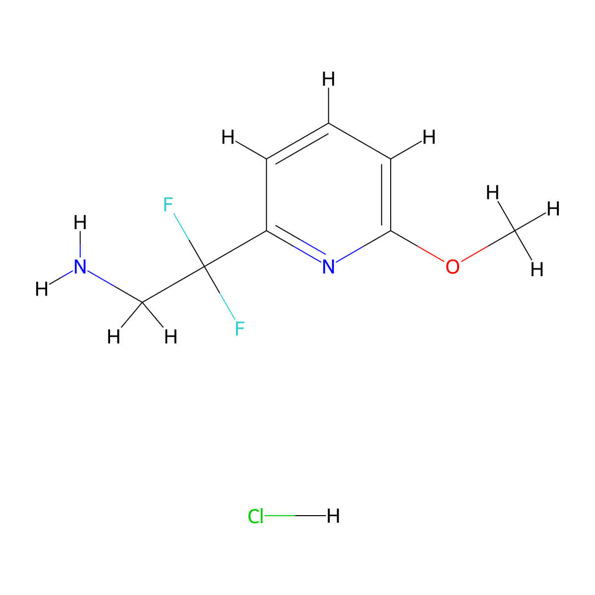 2,2-Difluoro-2-(6-methoxypyridin-2-yl)ethan-1-amine hydrochloride molecular structure, CAS 2402830-01-5