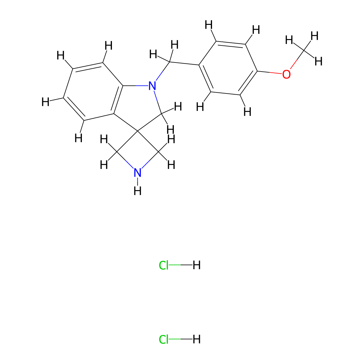 1-[(4-Methoxyphenyl)methyl]spiro[2H-indole-3,3'-azetidine];dihydrochloride molecular structure, CAS 2402830-03-7