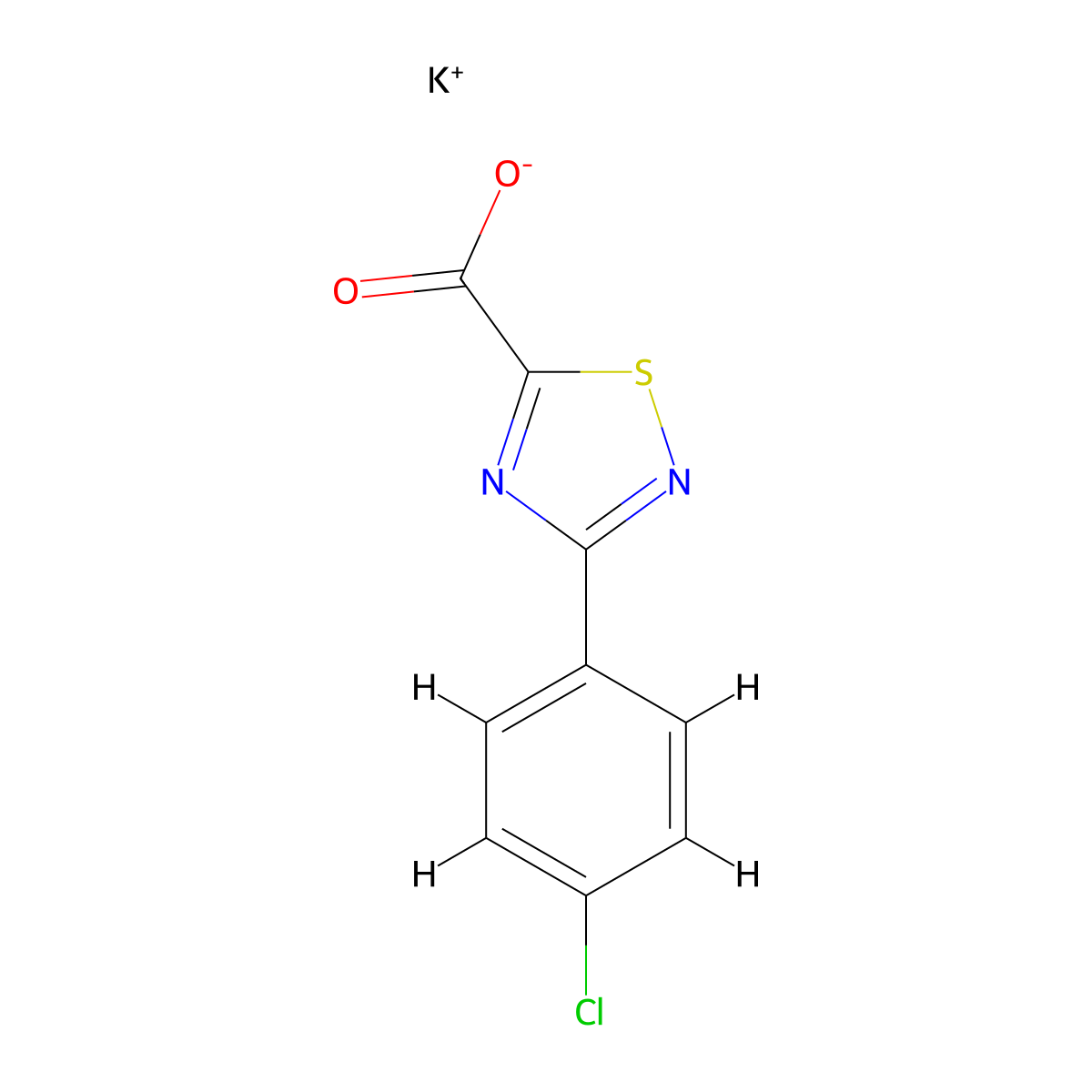 Potassium 3-(4-chlorophenyl)-1,2,4-thiadiazole-5-carboxylate molecular structure, CAS 2402830-05-9