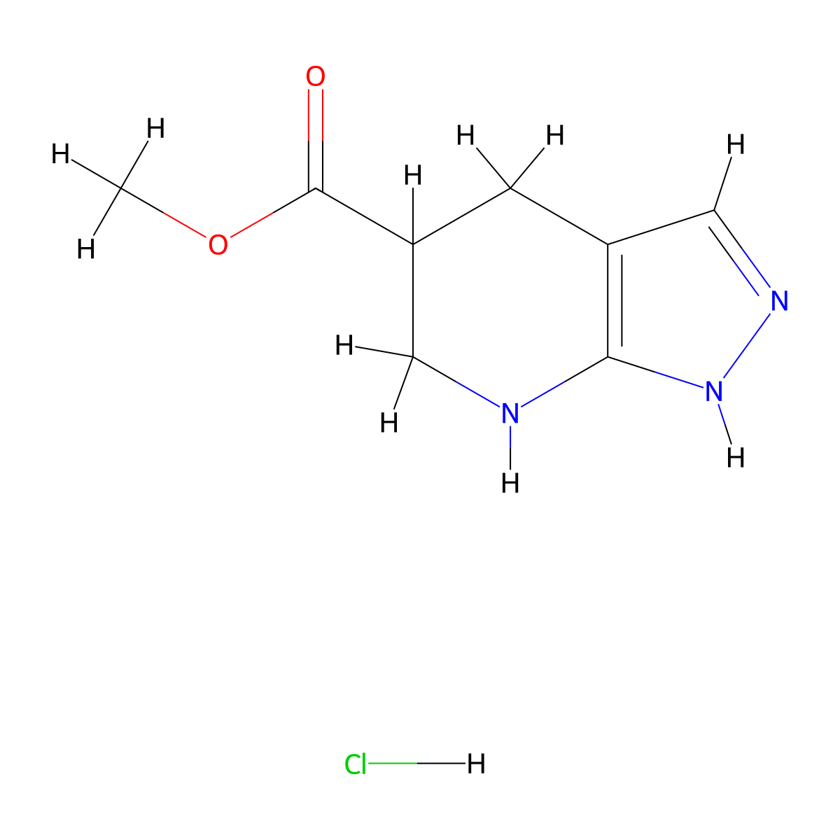methyl 1H,4H,5H,6H,7H-pyrazolo[3,4-b]pyridine-5-carboxylate hydrochloride molecular structure, CAS 2402830-08-2
