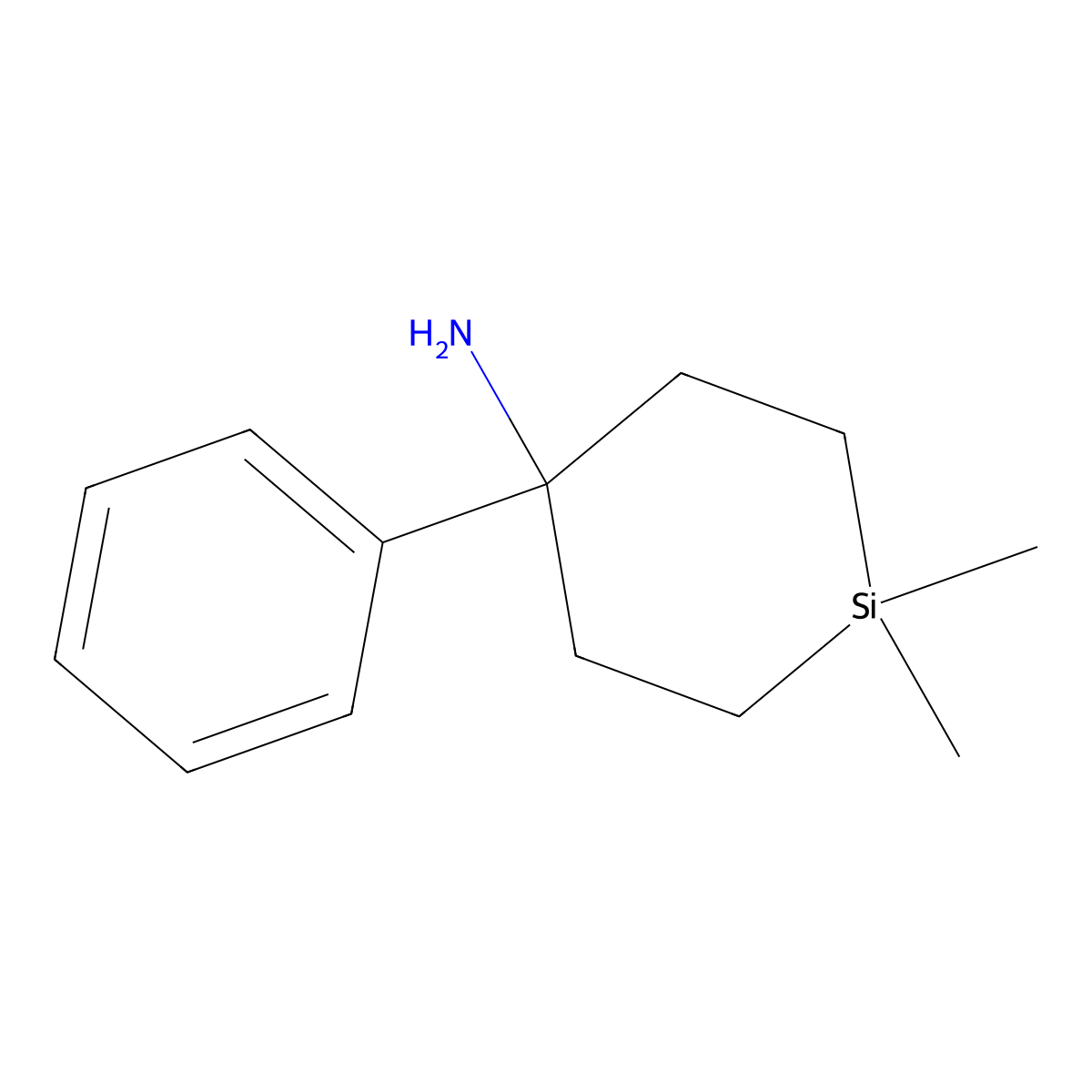 1,1-Dimethyl-4-phenylsilinan-4-amine molecular structure, CAS 2402830-14-0