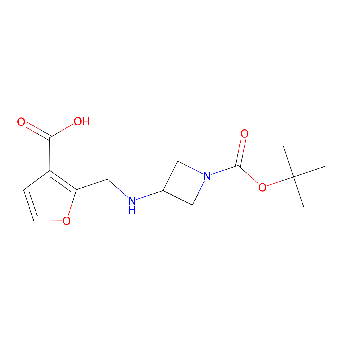 2-[({1-[(Tert-butoxy)carbonyl]azetidin-3-yl}amino)methyl]furan-3-carboxylic acid molecular structure, CAS 2402830-17-3