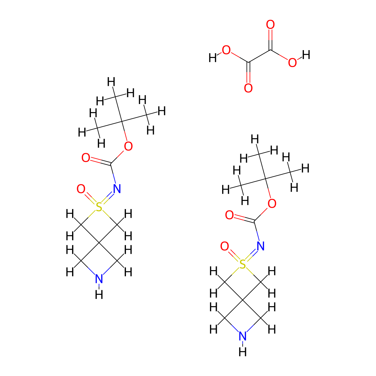 oxalic acid; bis(tert-butyl N-(2-oxo-2lambda6-thia-6-azaspiro(3.3)heptan-2-ylidene)carbamate) molecular structure, CAS 2402830-20-8