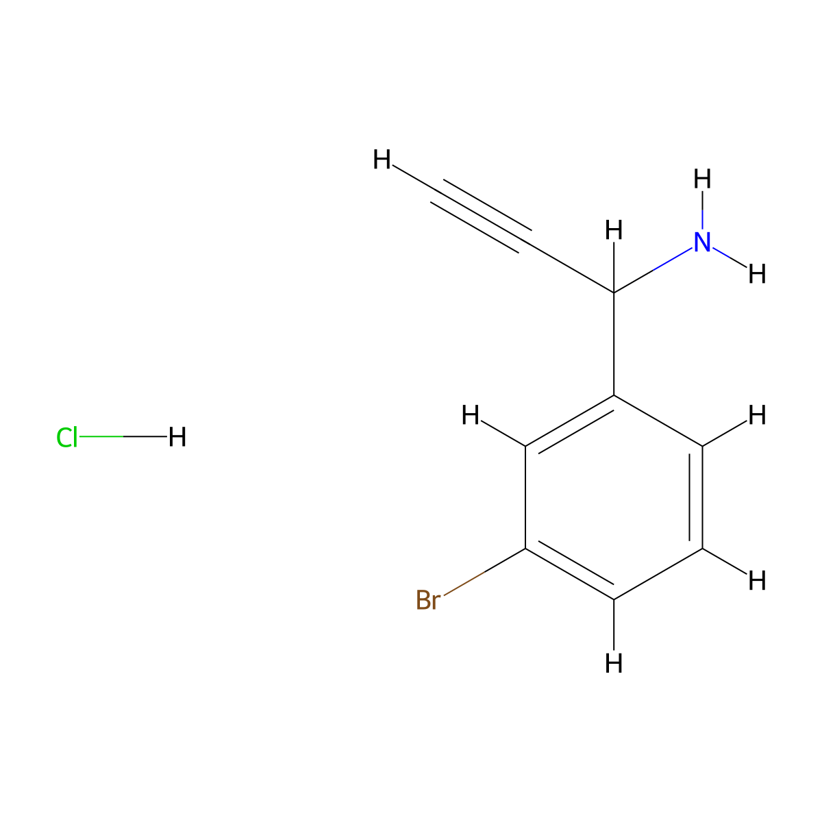 1-(3-Bromophenyl)prop-2-yn-1-amine;hydrochloride molecular structure, CAS 2402830-27-5