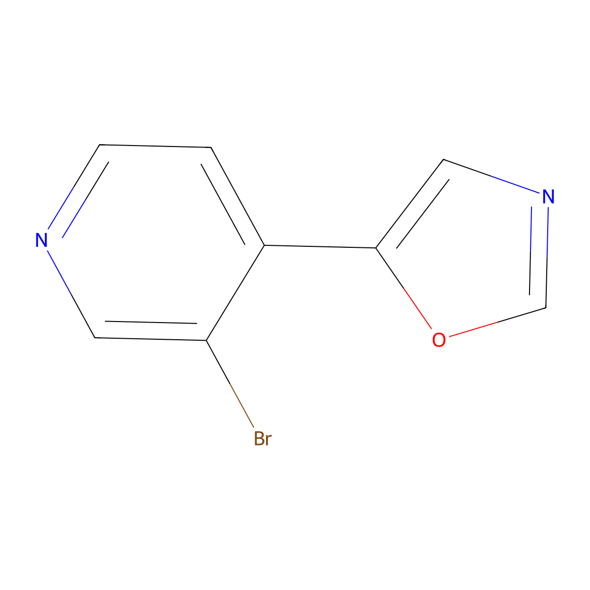 3-Bromo-4-(1,3-oxazol-5-yl)pyridine molecular structure, CAS 2402830-30-0