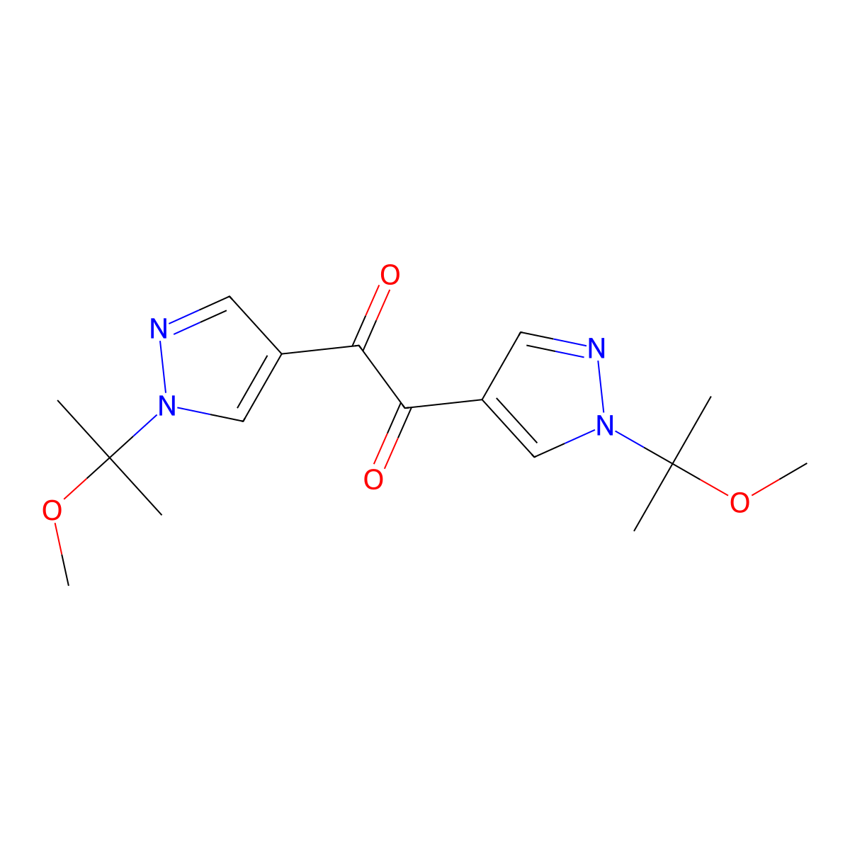bis[1-(2-methoxypropan-2-yl)-1H-pyrazol-4-yl]ethane-1,2-dione molecular structure, CAS 2402830-34-4