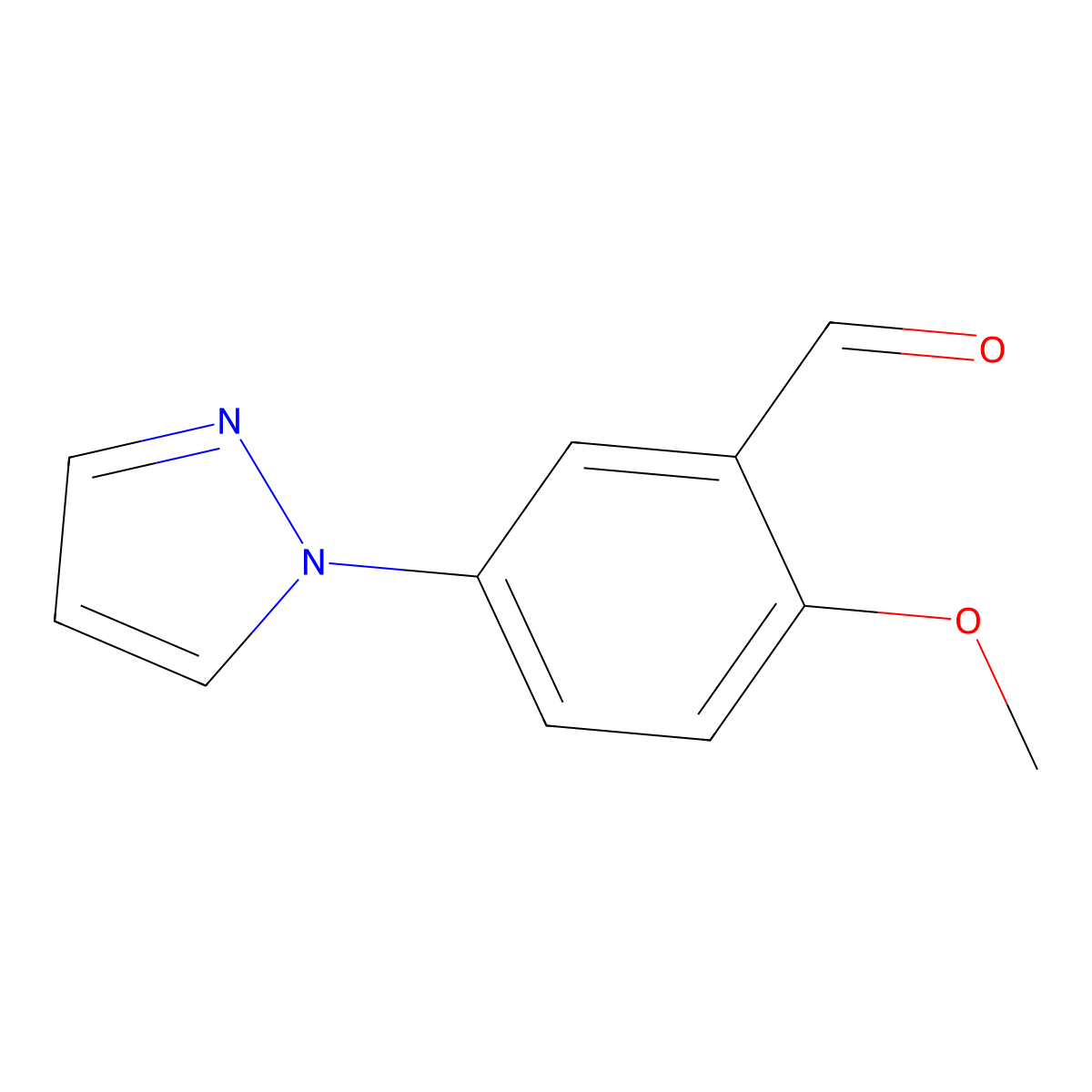2-methoxy-5-(1H-pyrazol-1-yl)benzaldehyde molecular structure, CAS 2402830-35-5