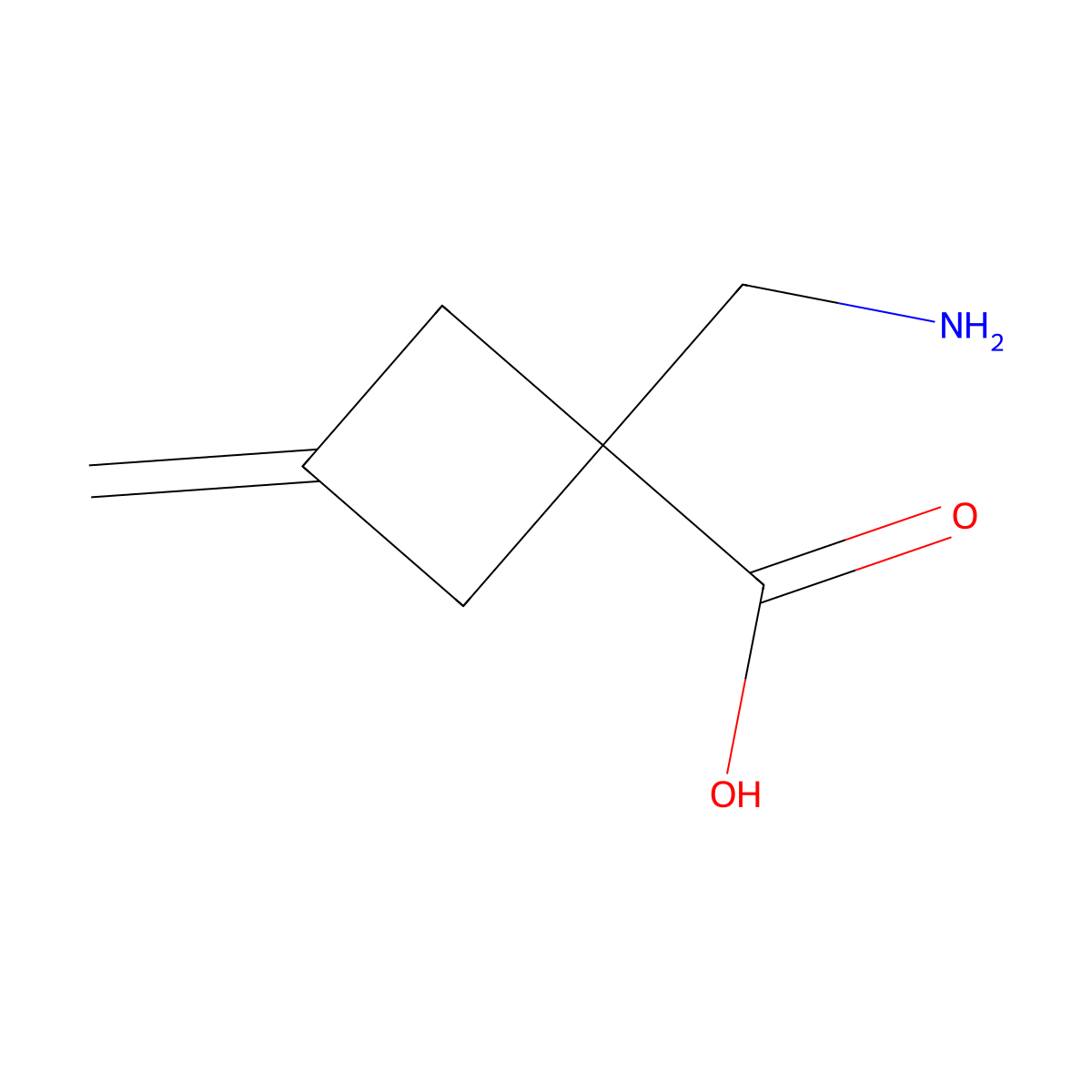 1-(Aminomethyl)-3-methylidenecyclobutane-1-carboxylic acid molecular structure, CAS 2402830-36-6