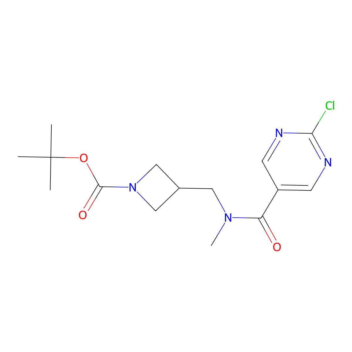 tert-butyl 3-{[1-(2-chloropyrimidin-5-yl)-N-methylformamido]methyl}azetidine-1-carboxylate molecular structure, CAS 2402830-39-9