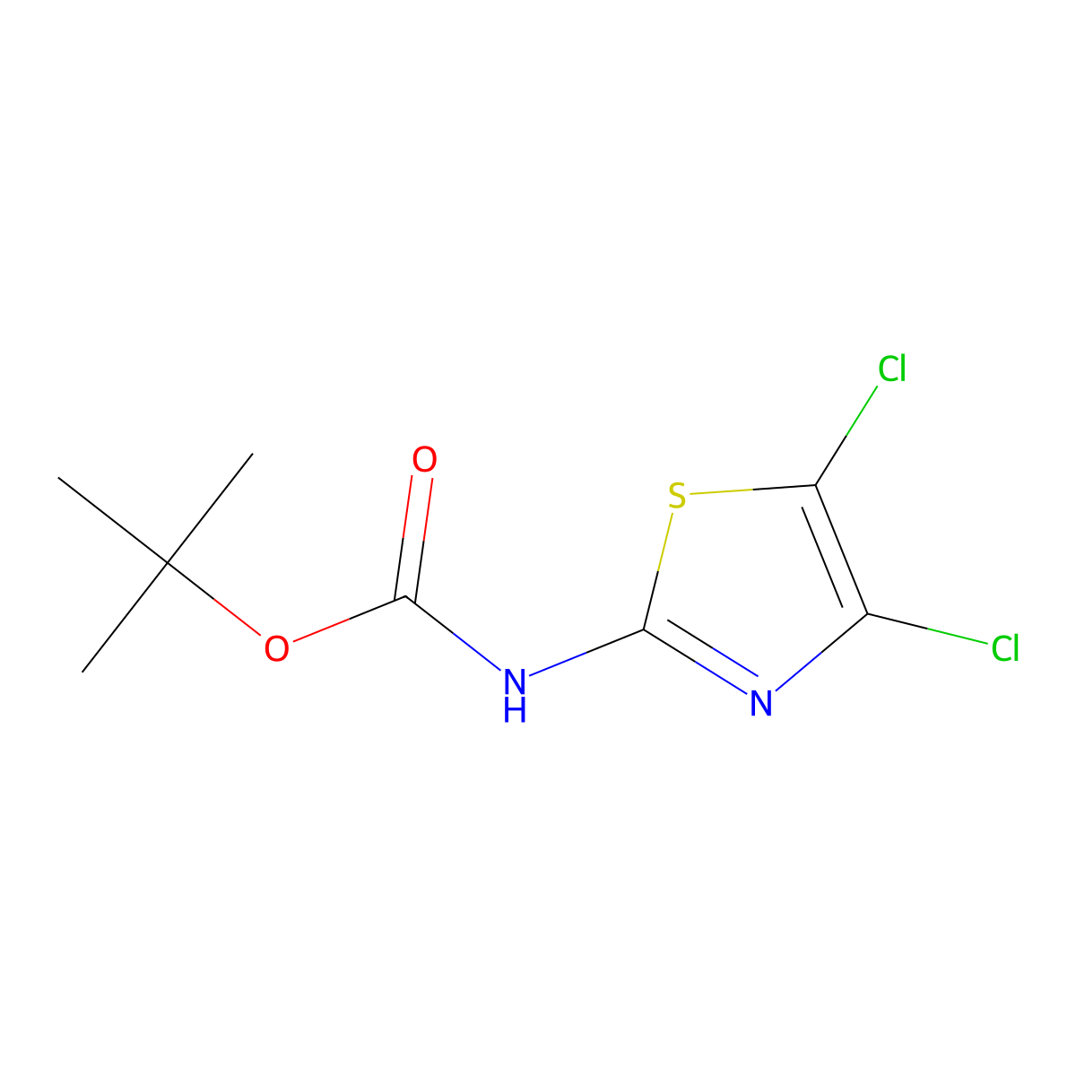 tert-butyl N-(dichloro-1,3-thiazol-2-yl)carbamate molecular structure, CAS 2402830-50-4