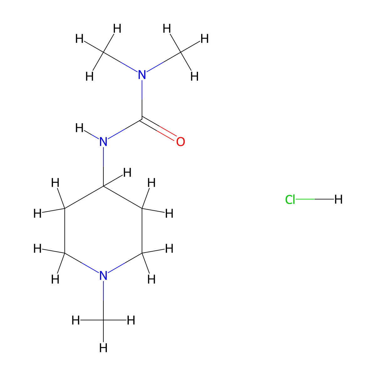 3,3-Dimethyl-1-(1-methylpiperidin-4-yl)urea hydrochloride molecular structure, CAS 2402830-51-5