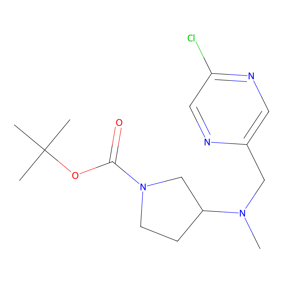 Tert-butyl 3-[(5-chloropyrazin-2-yl)methyl-methylamino]pyrrolidine-1-carboxylate molecular structure, CAS 2402830-52-6