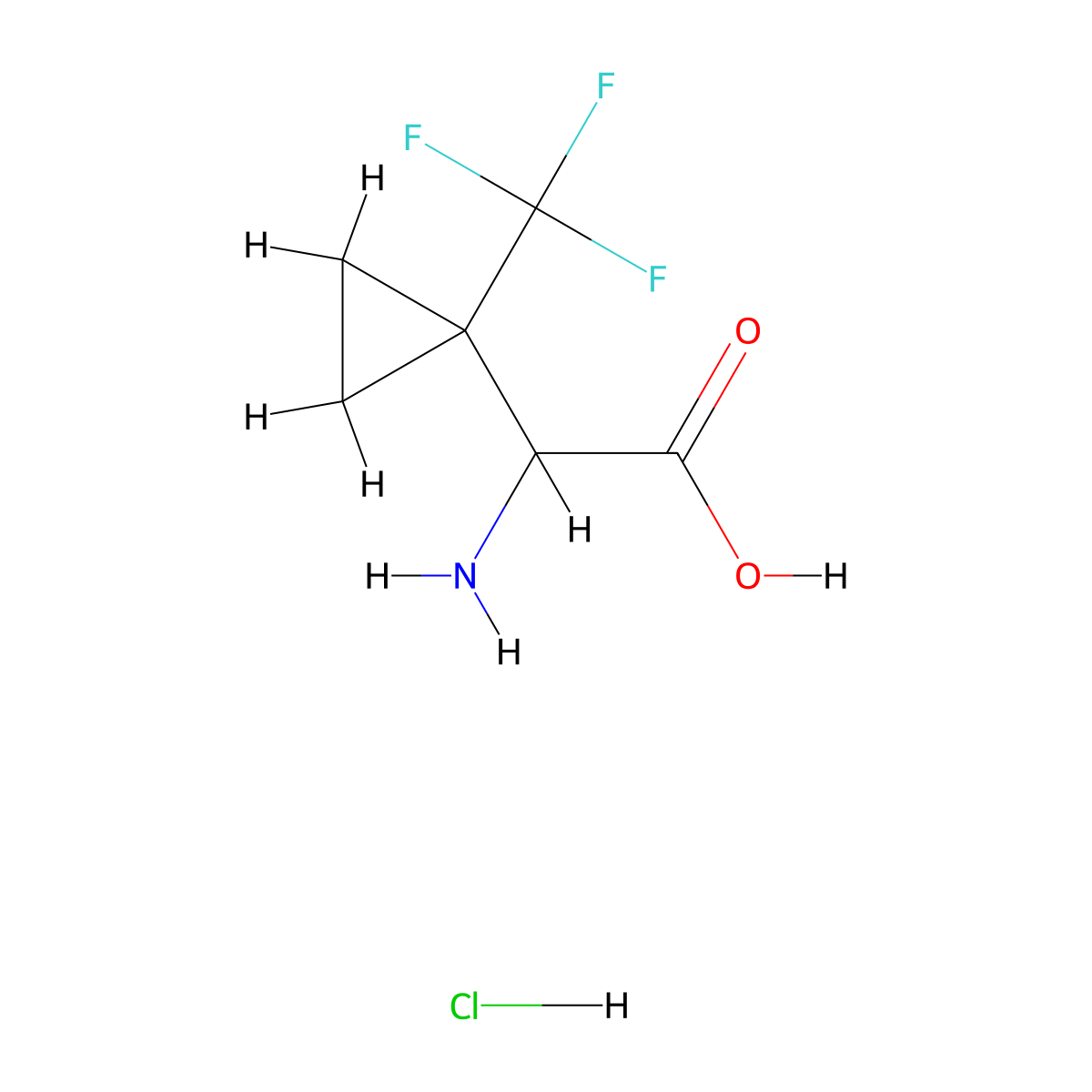 2-Amino-2-[1-(trifluoromethyl)cyclopropyl]aceticacidhydrochloride molecular structure, CAS 2402830-54-8