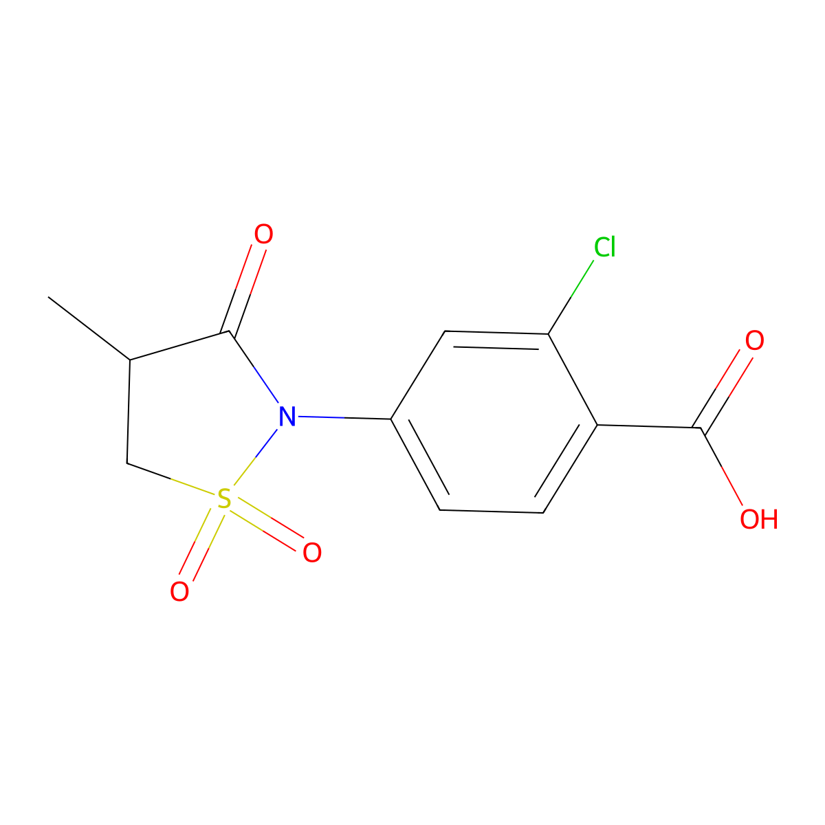 2-Chloro-4-(4-methyl-1,1,3-trioxo-1lambda6,2-thiazolidin-2-yl)benzoic acid molecular structure, CAS 2402830-56-0