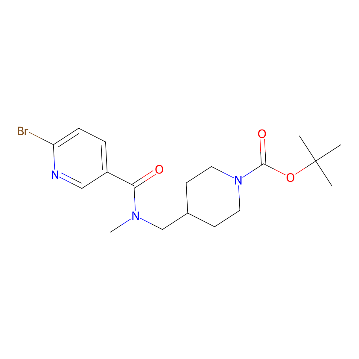 Tert-butyl 4-[[(6-bromopyridine-3-carbonyl)-methylamino]methyl]piperidine-1-carboxylate molecular structure, CAS 2402830-59-3