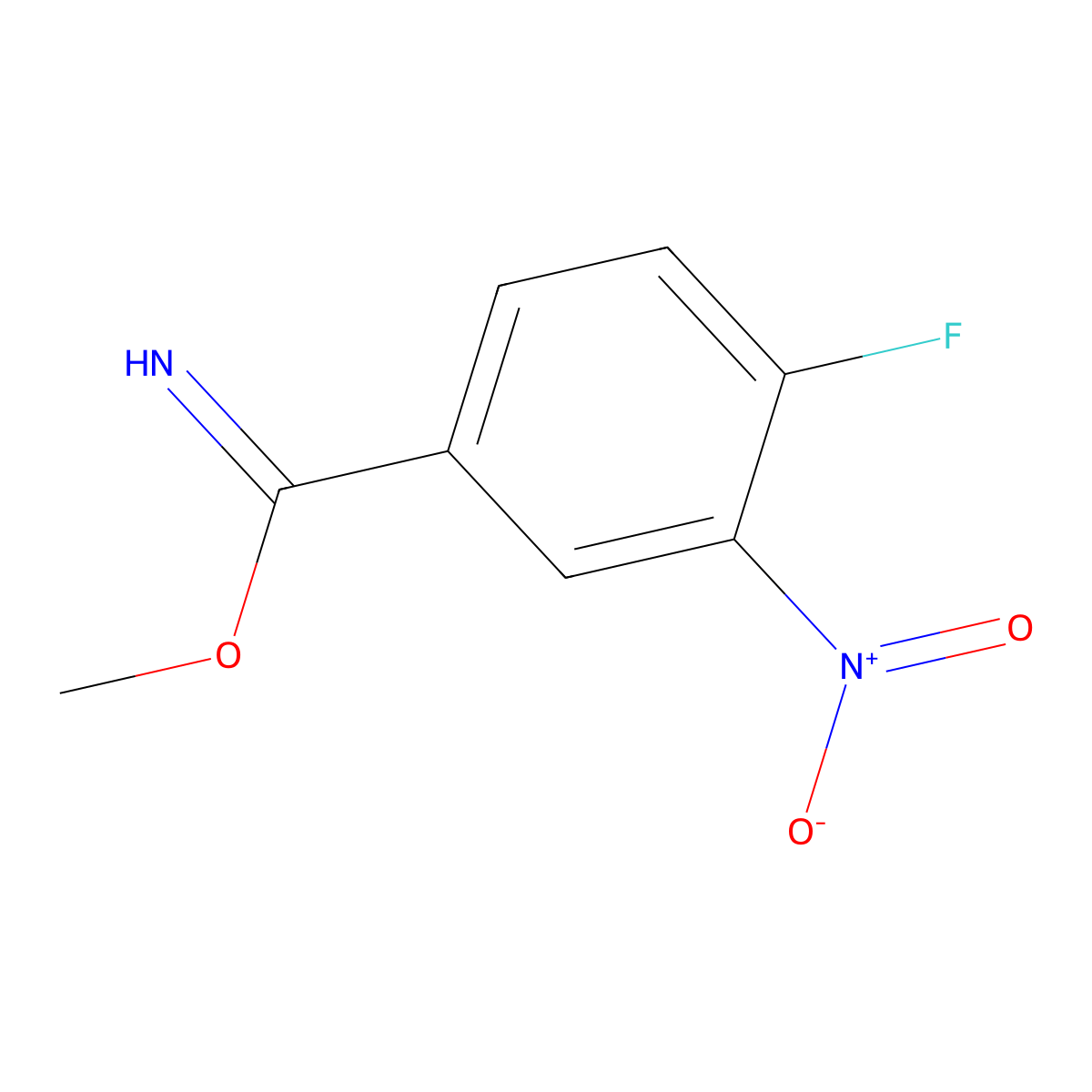 Methyl 4-fluoro-3-nitrobenzene-1-carboximidate molecular structure, CAS 2402830-60-6